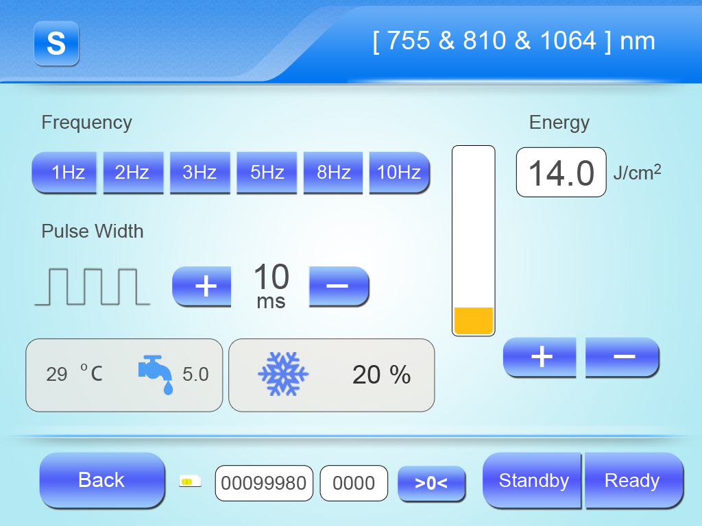 Ekran sprzętu z laserem diodowym 808 nm